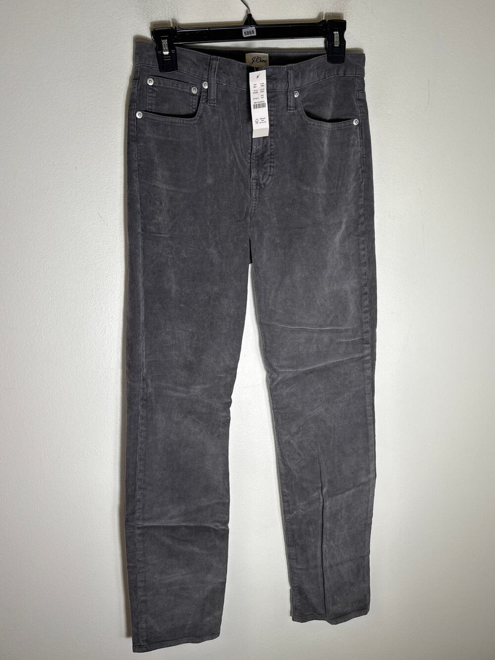 NWT J. Crew Gray "Vintage Slim Straight" Cordoroy Pants Sz 27T